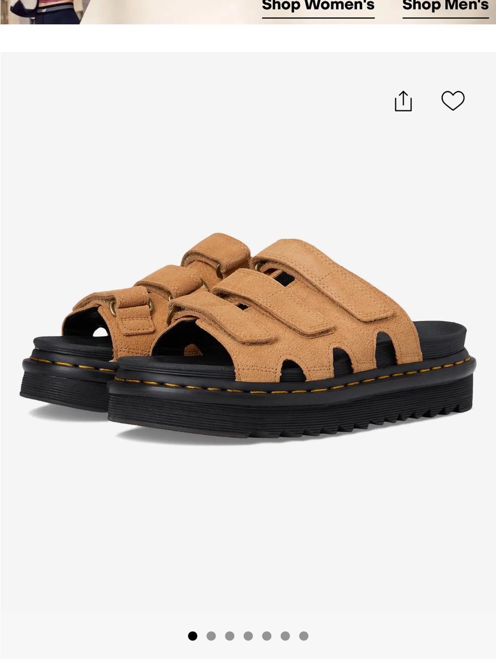 New Dr. Martens Raine Tan Suede Triple-Strap Slide Sandals